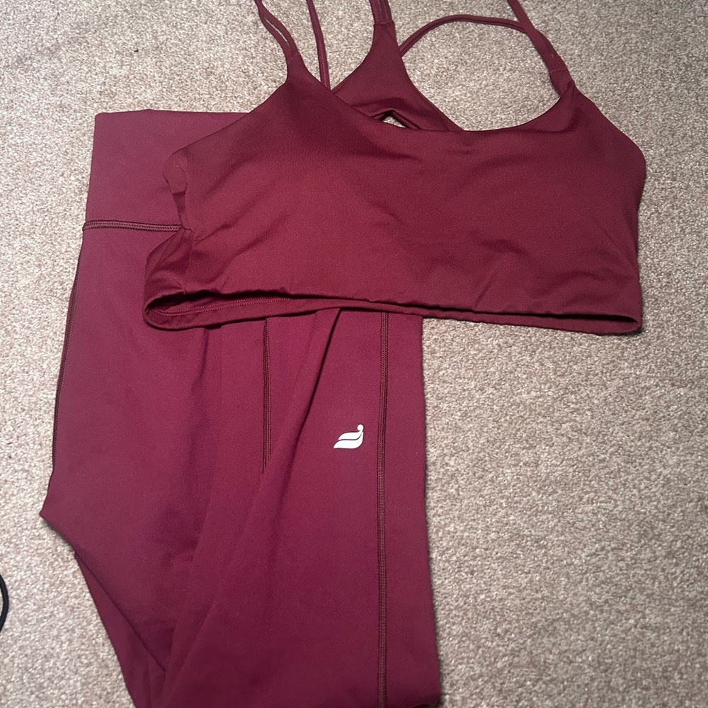 Fabletics athletic maroon workout set